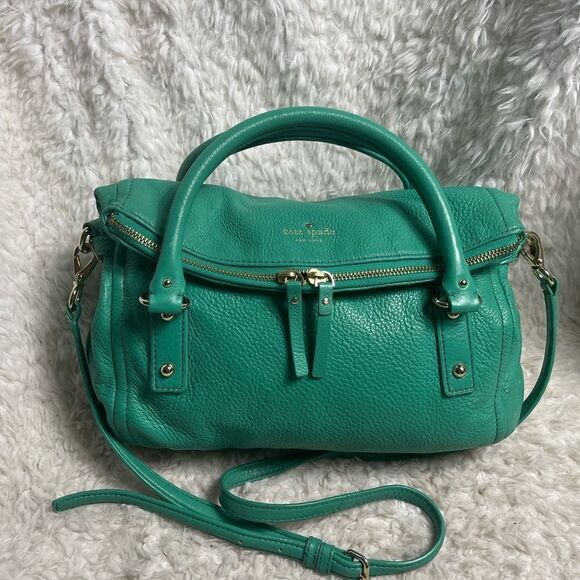 Kate Spade Cobble Hill turquoise green Leather Satchel/Crossbody bag . - Picture 1 of 15